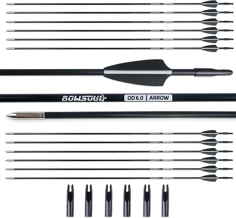 BOWSOUL 31“ Archery Arrows Training Practice Target Arrows for Kids Youth or Beginners Streamlined Points Durable Shaft on Recurve Bows Youth Bow and Longbows(Pack of 12) - Image 1